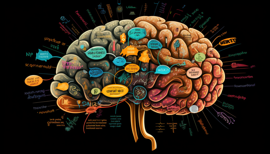 A brain or mind map with words connected to it