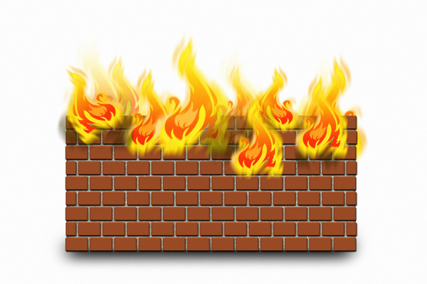 Brick wall on firewall. Illustration of a firewall.